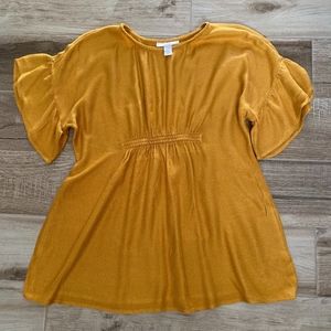 Smocked Waist Flutter Sleeve Maternity Top